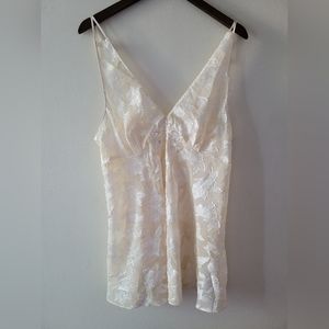 Cinema Etoile Sheer Cream Sequin Floral Slip Bridal Lingerie Mini Dress Large